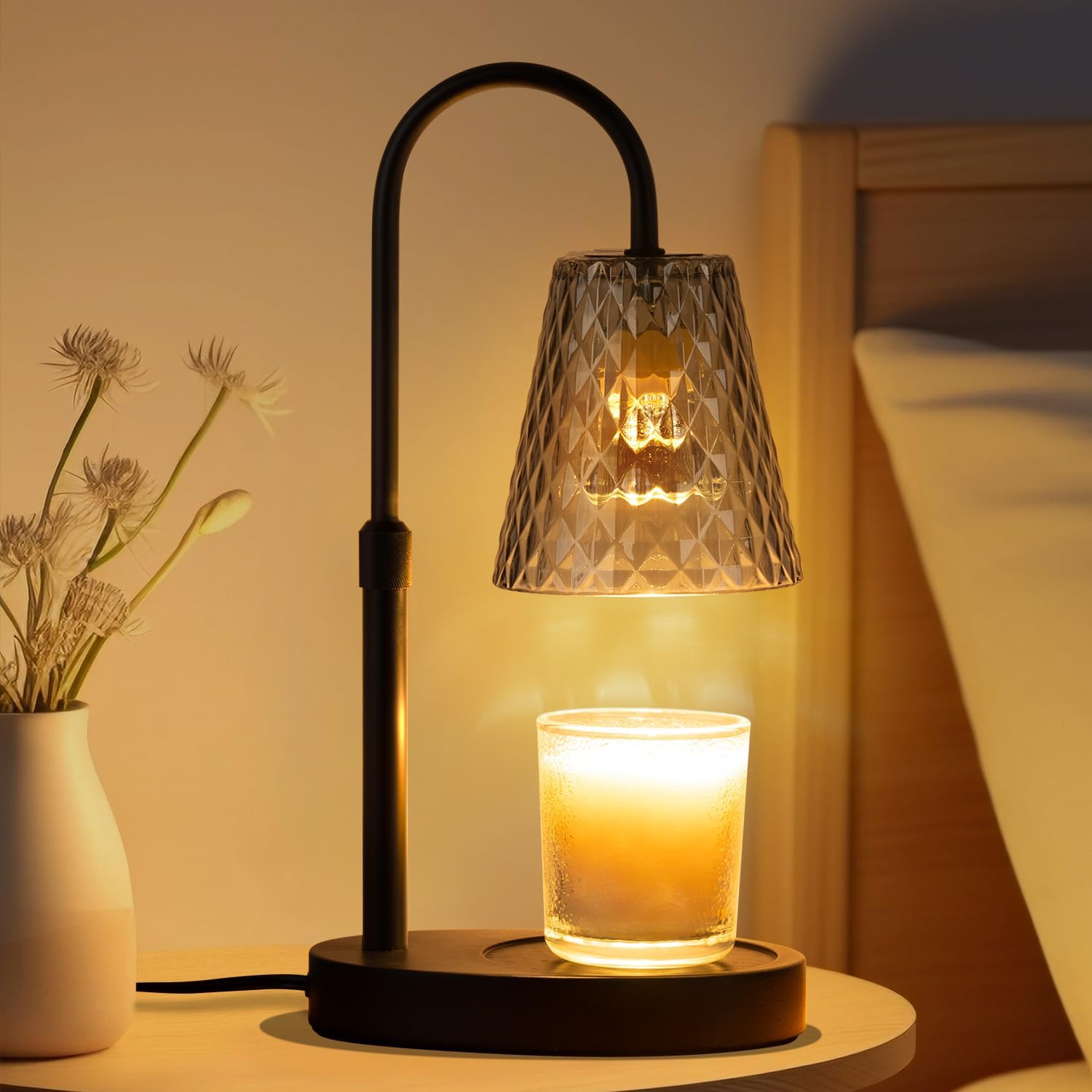 Candle Warming Lamp with Timer : Adjustable Light Level Adjustable Height Flameless and Smokeless Safety Candle Lamps - Jar Candles Home Decoration