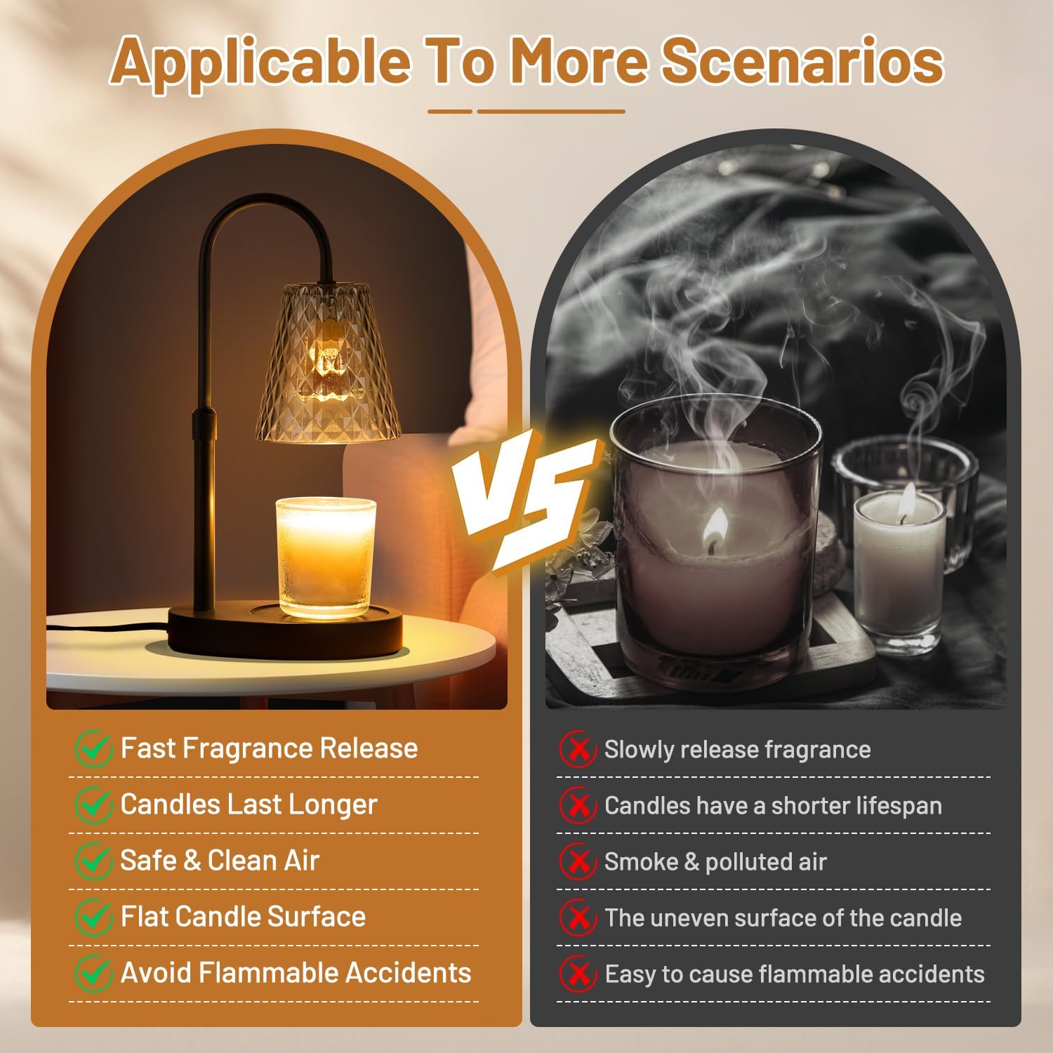 Candle Warming Lamp with Timer : Adjustable Light Level Adjustable Height Flameless and Smokeless Safety Candle Lamps - Jar Candles Home Decoration - Image 4
