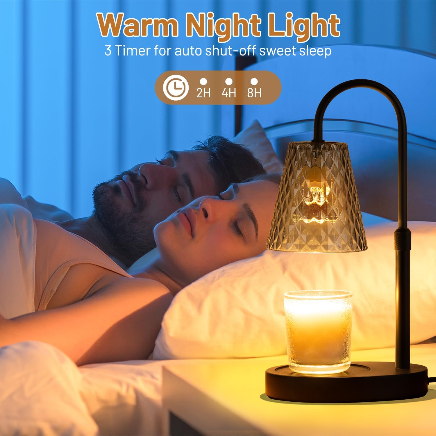 Candle Warming Lamp with Timer : Adjustable Light Level Adjustable Height Flameless and Smokeless Safety Candle Lamps - Jar Candles Home Decoration - Image 5