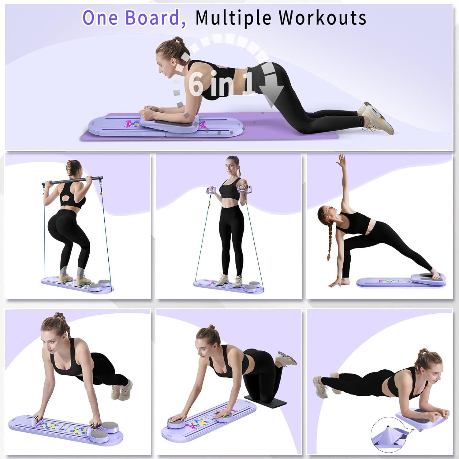 Pilates Board, Foldable Pilates Reformer Set for Home Workout with Timer, Multifunctional Portable Reformer Pilates Machine at Home Pilates Equipment - Image 3